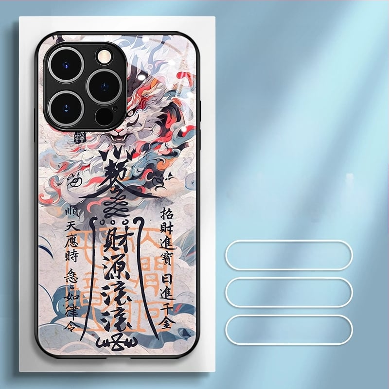 Κάλυμμα πλάτης σε κινεζικό στυλ, TPU+ γυαλί, ζωγραφισμένος μοτίβο Έτους Δράκου, σχέδιο σε κινεζικό τάση, συμβατό με iPhone 11–14 Pro/Max