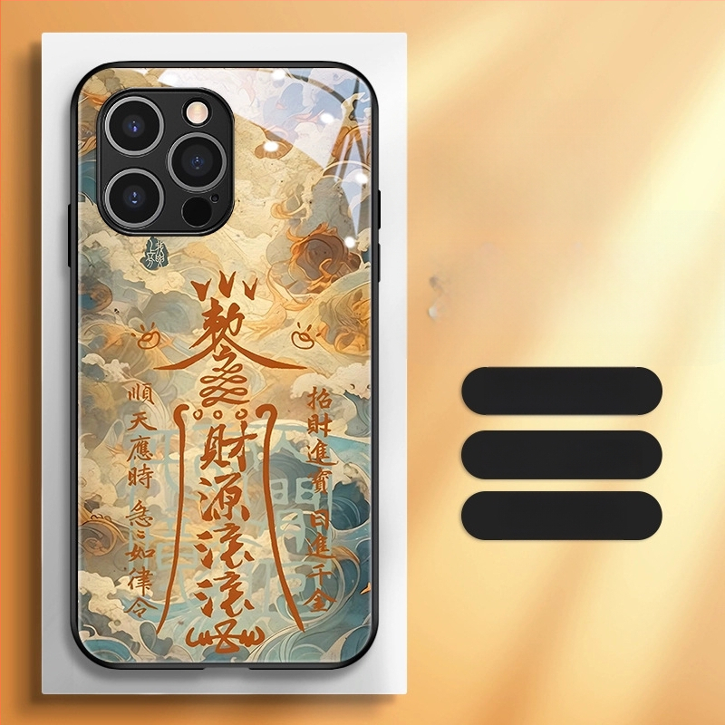 Κάλυμμα πλάτης σε κινεζικό στυλ, TPU+ γυαλί, ζωγραφισμένος μοτίβο Έτους Δράκου, σχέδιο σε κινεζικό τάση, συμβατό με iPhone 11–14 Pro/Max