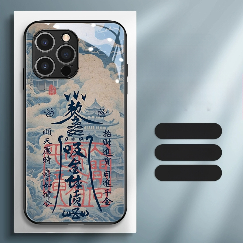 Κάλυμμα πλάτης σε κινεζικό στυλ, TPU+ γυαλί, ζωγραφισμένος μοτίβο Έτους Δράκου, σχέδιο σε κινεζικό τάση, συμβατό με iPhone 11–14 Pro/Max