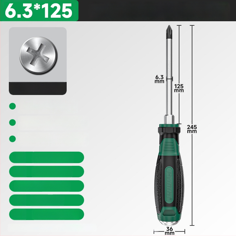 Πολυβιδική μαγνητική κατσαβίδα από Cr-V ατσάλι, με σταυροειδή κεφαλή, υψηλή σκληρότητα, ανθεκτική σε κρούσεις