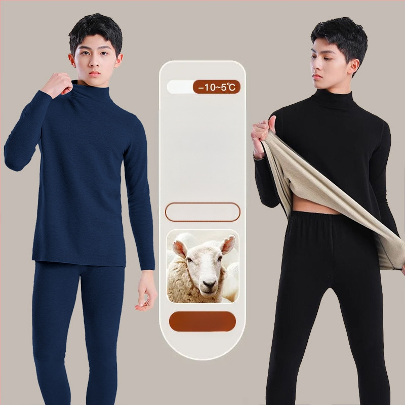 Tinejdžerski termalni set: gornji dio i hlače od vune, dugi rukavi, ekstra debela vuna