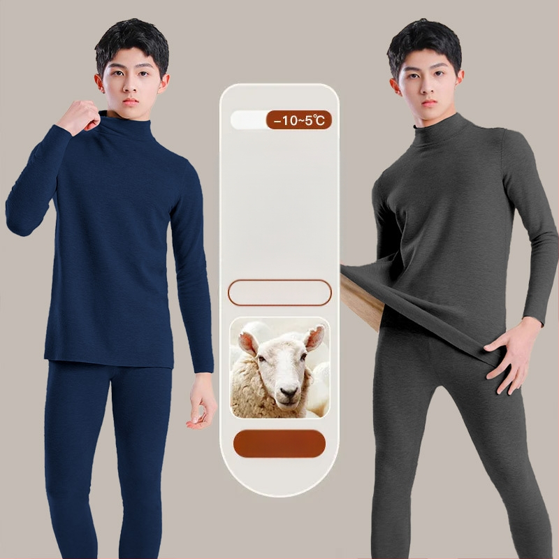 Tinejdžerski termalni set: gornji dio i hlače od vune, dugi rukavi, ekstra debela vuna