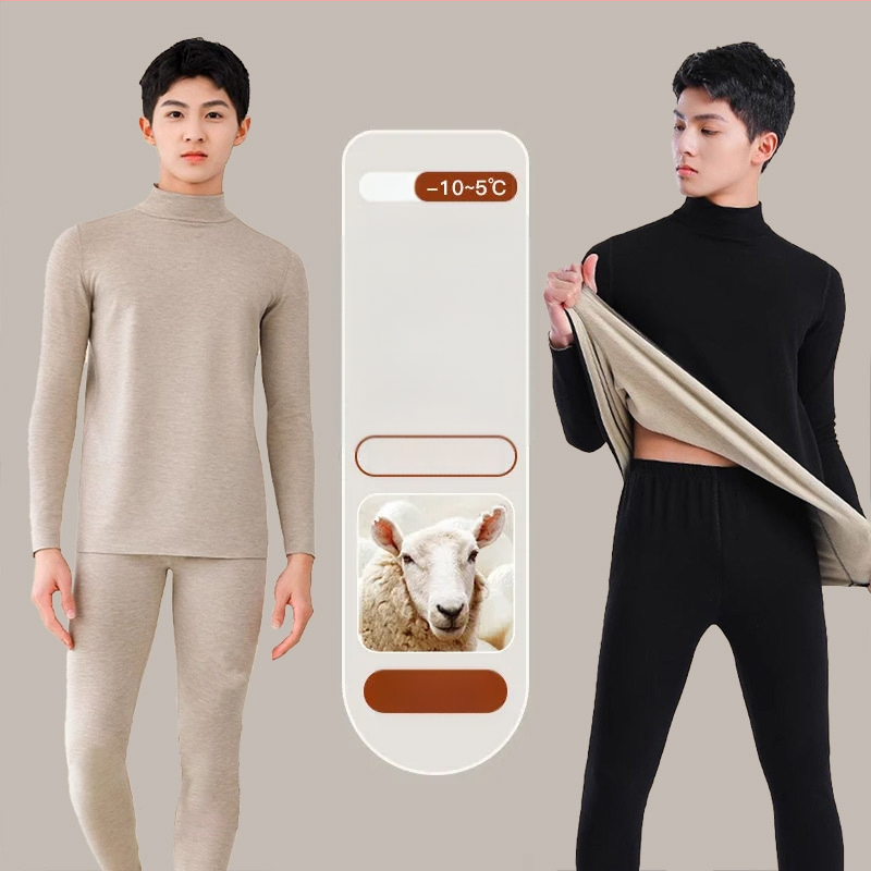 Tinejdžerski termalni set: gornji dio i hlače od vune, dugi rukavi, ekstra debela vuna