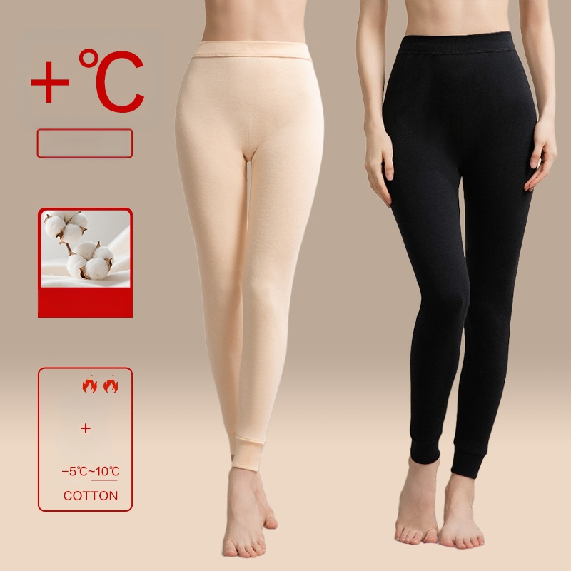 Moteriškos storos 100% medvilnės termines kelnes, vieno sluoksnio, išlaiko šilumą