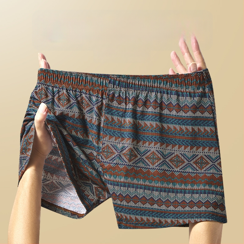 Muške pamucne bokserice sa srednjim strukom, prozračne, brzo suše, 90–95% pamuka, geometrijski/gradijentni/valoviti uzorak