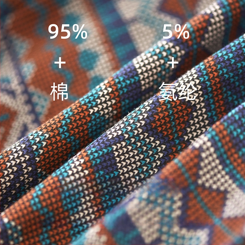 Muške pamucne bokserice sa srednjim strukom, prozračne, brzo suše, 90–95% pamuka, geometrijski/gradijentni/valoviti uzorak