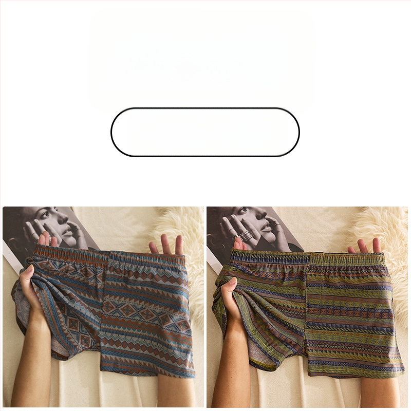 Muške pamucne bokserice sa srednjim strukom, prozračne, brzo suše, 90–95% pamuka, geometrijski/gradijentni/valoviti uzorak