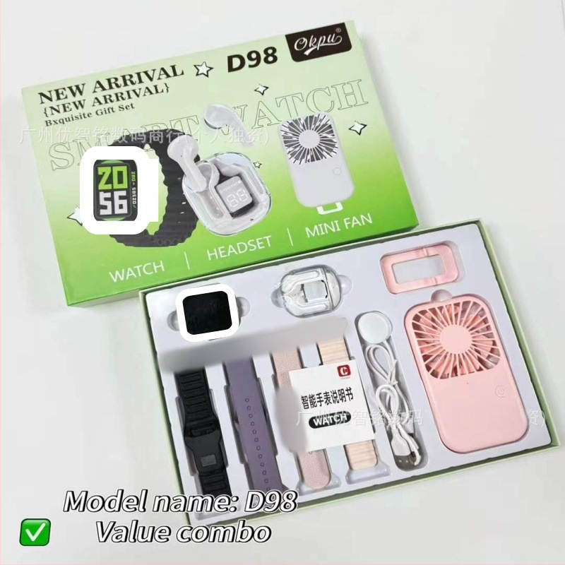 Smartwatch D96/D97/D98/D99 Plus s više stilova silikonskih narukvica, TFT zaslon, Bluetooth pozivi, pametni podsjetnici, bežično punjenje, kompatibilan s iOS