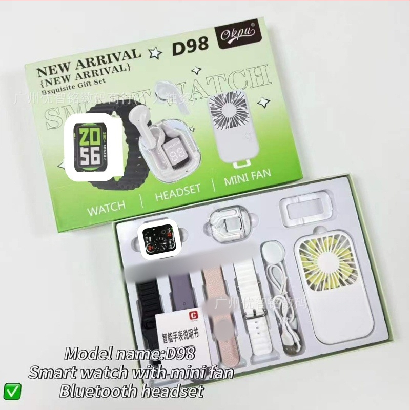 Smartwatch D96/D97/D98/D99 Plus s više stilova silikonskih narukvica, TFT zaslon, Bluetooth pozivi, pametni podsjetnici, bežično punjenje, kompatibilan s iOS