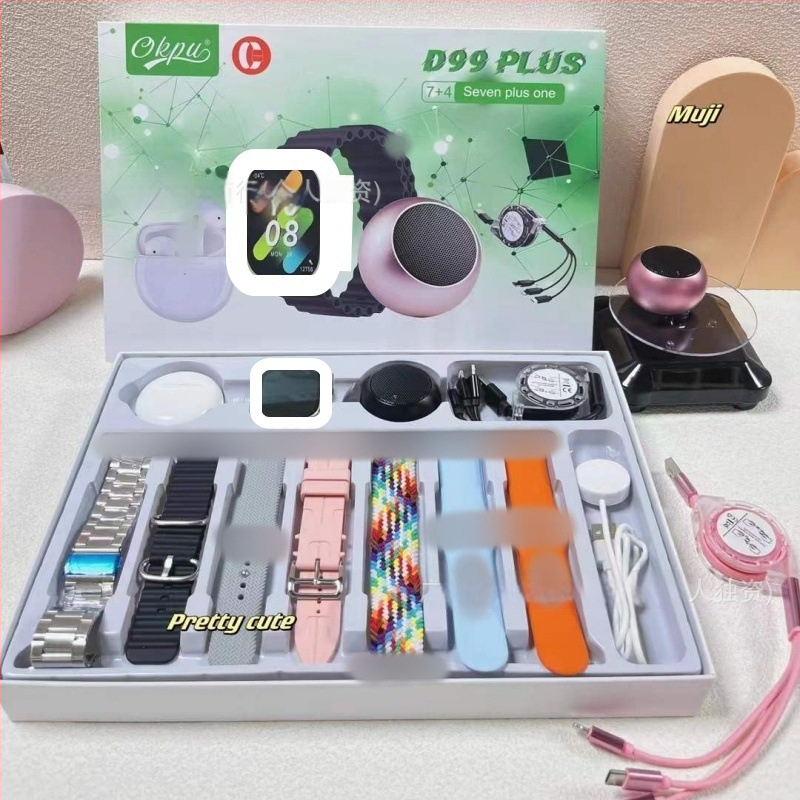 Smartwatch D96/D97/D98/D99 Plus s više stilova silikonskih narukvica, TFT zaslon, Bluetooth pozivi, pametni podsjetnici, bežično punjenje, kompatibilan s iOS