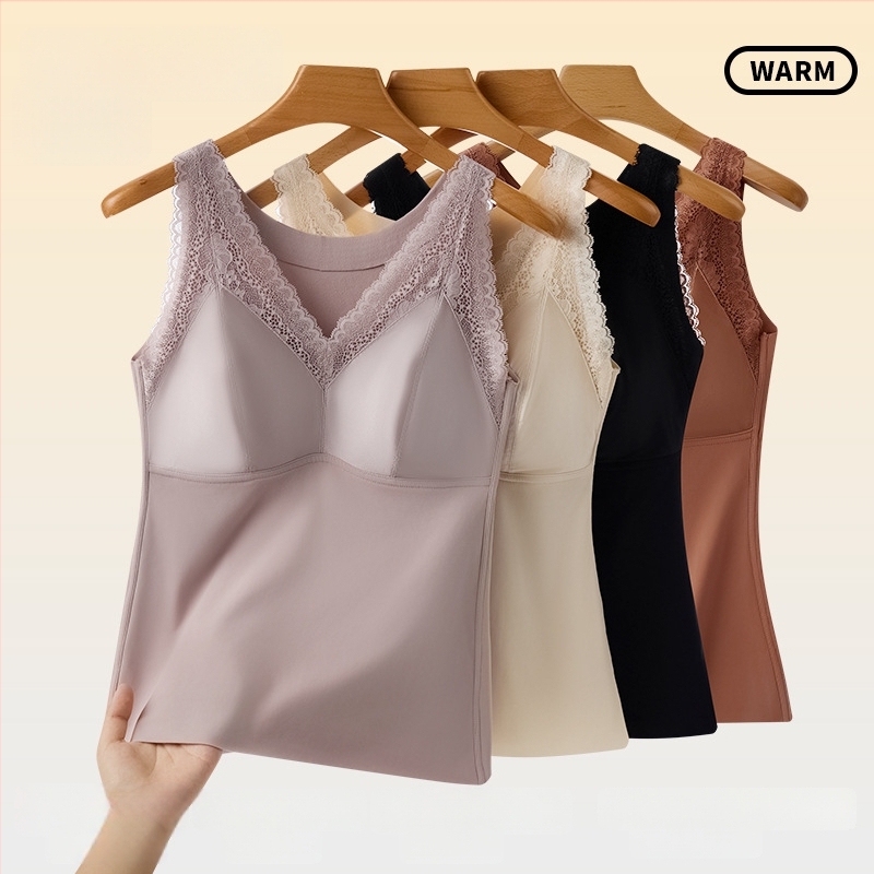 Moteriška nailono termovestė su V kaklu, įmontuotos krūties pagalvėlės ir įdaru, dviejų sluoksnių, anti-statininės, šildo