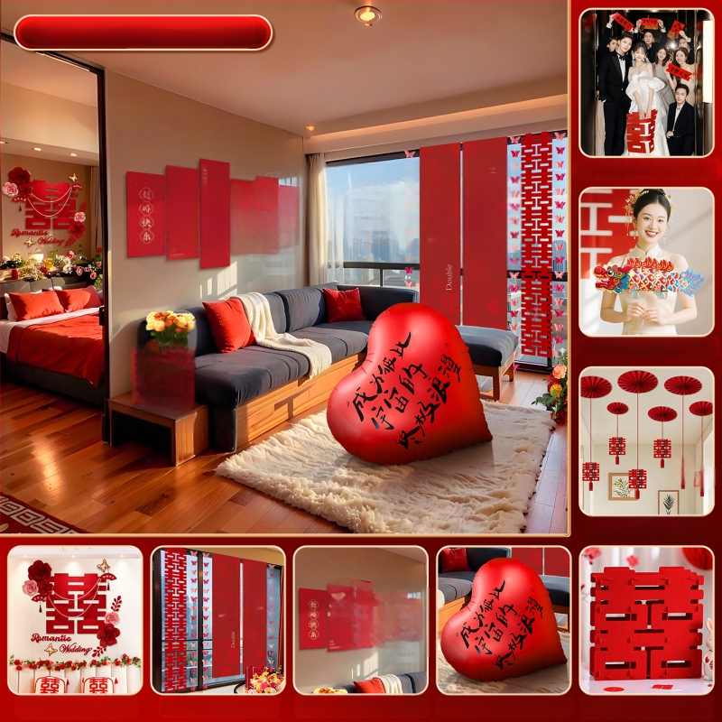 Feixunfei Vestuvės vietos dekoravimo rinkinys — popierinė fono sienos dekoras su kaspėlėmis ir gėlėmis