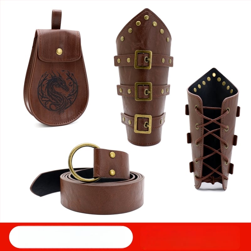 Srednjovjekovni vikinški renesansni pojas cosplay set s retro narukvicom za zglob i torbicom za struk, marka Other; za odrasle; zimsko izdanje 2024; spot goods