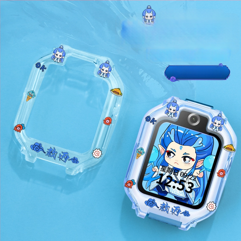 Hanzhong Runsheng TPU apsauginis dėklas su lipduku Huawei vaikų laikrodžiui 5X/5XPro, komplektas – perlamutrinė maišelis