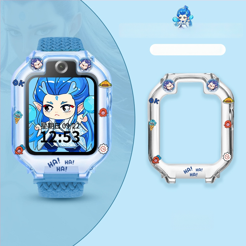 Hanzhong Runsheng TPU apsauginis dėklas su lipduku Huawei vaikų laikrodžiui 5X/5XPro, komplektas – perlamutrinė maišelis