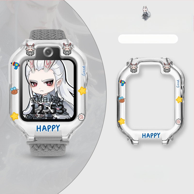 Hanzhong Runsheng TPU apsauginis dėklas su lipduku Huawei vaikų laikrodžiui 5X/5XPro, komplektas – perlamutrinė maišelis