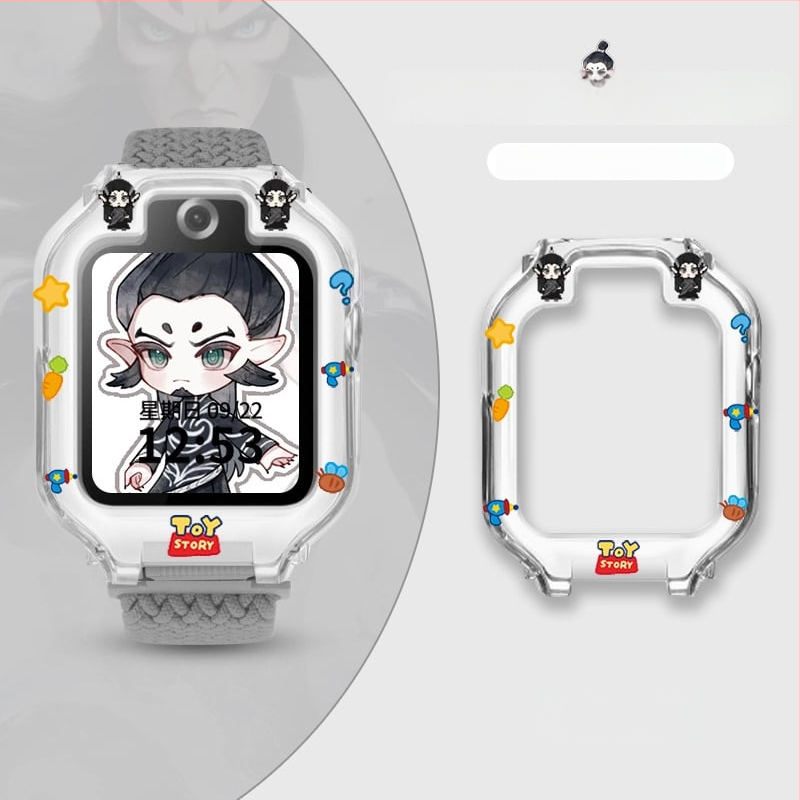 Hanzhong Runsheng TPU apsauginis dėklas su lipduku Huawei vaikų laikrodžiui 5X/5XPro, komplektas – perlamutrinė maišelis