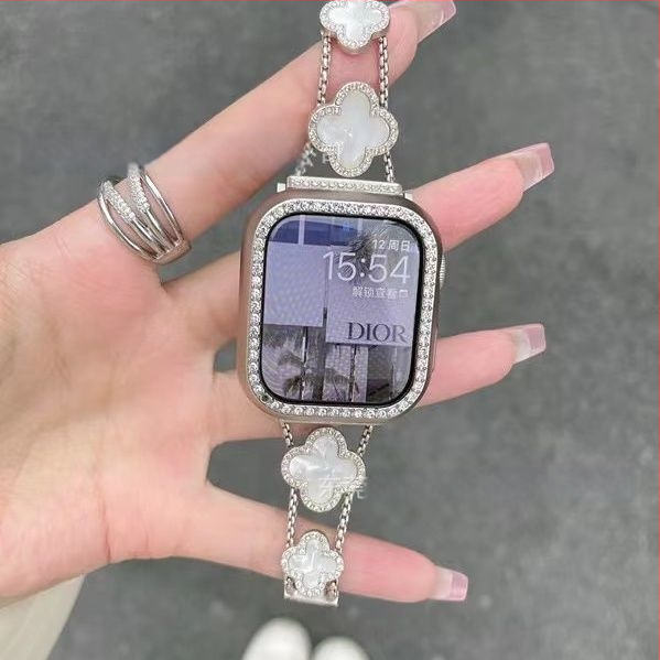 Gucini nerūdijančio plieno laikrodžio dirželis su keturių lapų dobilo motyvu Apple Watch, 20/22 mm, 45 g