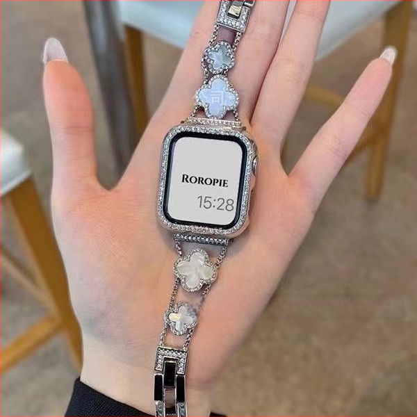 Gucini nerūdijančio plieno laikrodžio dirželis su keturių lapų dobilo motyvu Apple Watch, 20/22 mm, 45 g