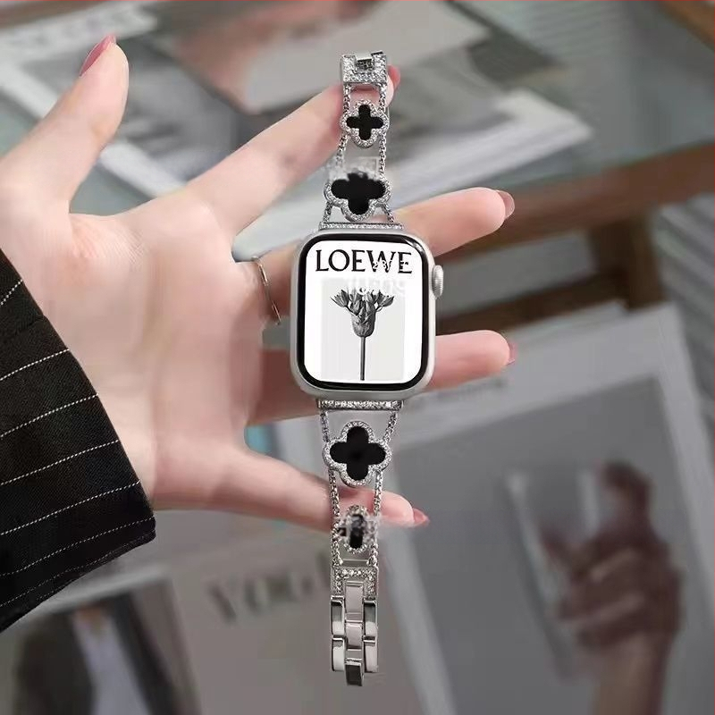 Gucini nerūdijančio plieno laikrodžio dirželis su keturių lapų dobilo motyvu Apple Watch, 20/22 mm, 45 g