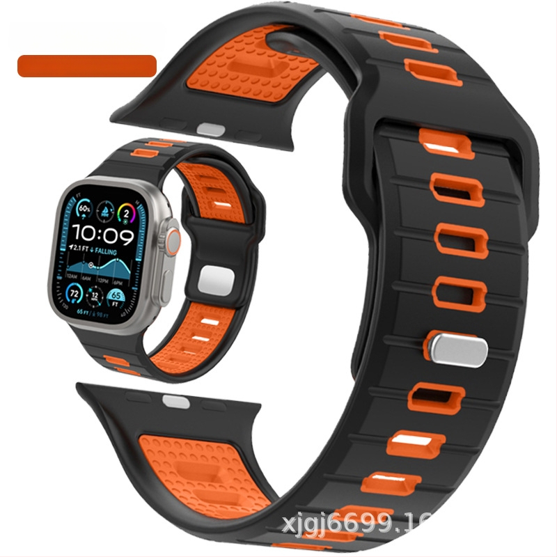 Siliconinė Apple Watch juostelė, madingas dizainas, 25 g, spaudžiamasis užsegimas, pritaikomos jungties konfiguracijos