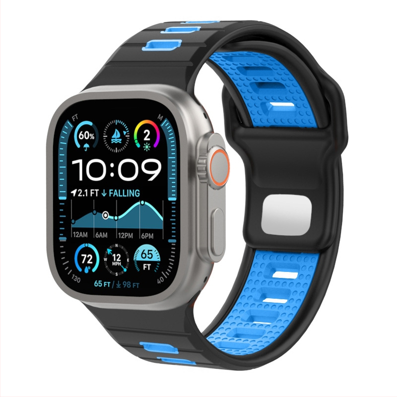 Siliconinė Apple Watch juostelė, madingas dizainas, 25 g, spaudžiamasis užsegimas, pritaikomos jungties konfiguracijos