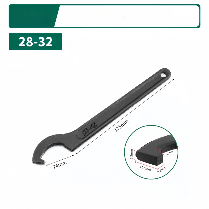 Kablyno galvos pusmėnulio formos veržlė, smūgiams atsparus santechnikos remonto įrankis vandens skaitiklio dangčiui; Medžiaga: 45# plienas; Dizainas: šoninė skylė apvaliajai užkurnei