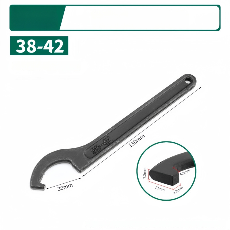 Kablyno galvos pusmėnulio formos veržlė, smūgiams atsparus santechnikos remonto įrankis vandens skaitiklio dangčiui; Medžiaga: 45# plienas; Dizainas: šoninė skylė apvaliajai užkurnei