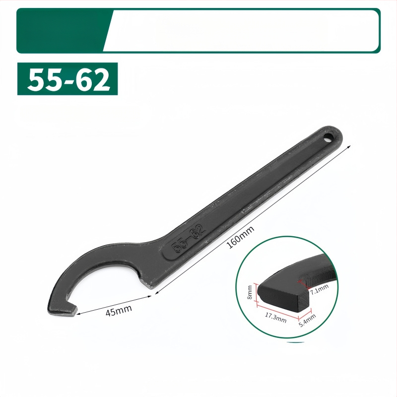 Kablyno galvos pusmėnulio formos veržlė, smūgiams atsparus santechnikos remonto įrankis vandens skaitiklio dangčiui; Medžiaga: 45# plienas; Dizainas: šoninė skylė apvaliajai užkurnei