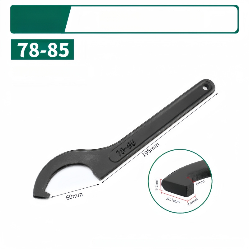 Kablyno galvos pusmėnulio formos veržlė, smūgiams atsparus santechnikos remonto įrankis vandens skaitiklio dangčiui; Medžiaga: 45# plienas; Dizainas: šoninė skylė apvaliajai užkurnei