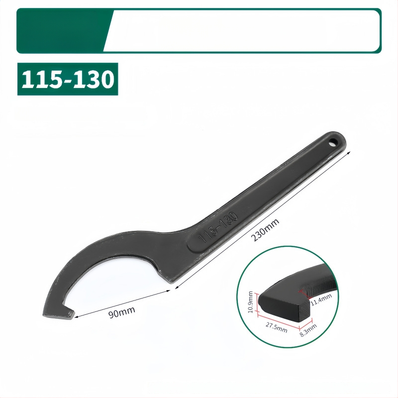 Kablyno galvos pusmėnulio formos veržlė, smūgiams atsparus santechnikos remonto įrankis vandens skaitiklio dangčiui; Medžiaga: 45# plienas; Dizainas: šoninė skylė apvaliajai užkurnei