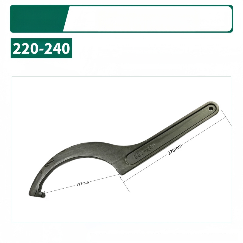 Kablyno galvos pusmėnulio formos veržlė, smūgiams atsparus santechnikos remonto įrankis vandens skaitiklio dangčiui; Medžiaga: 45# plienas; Dizainas: šoninė skylė apvaliajai užkurnei