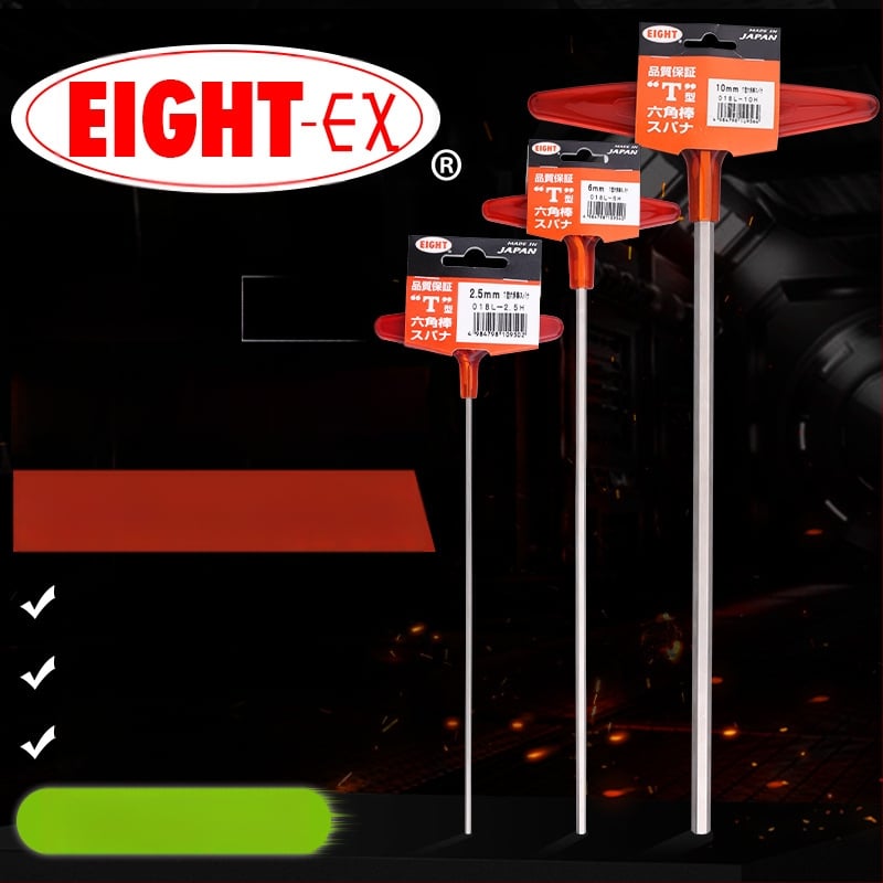 Σετ κατσαβιδιών με εξάγωνη υποδοχή και επεκτειόμενη λαβή Τ, μοντέλο 018l–2h, χρωμιοβάνιο ατσάλι, μετρικό, προέλευση Ιαπωνία