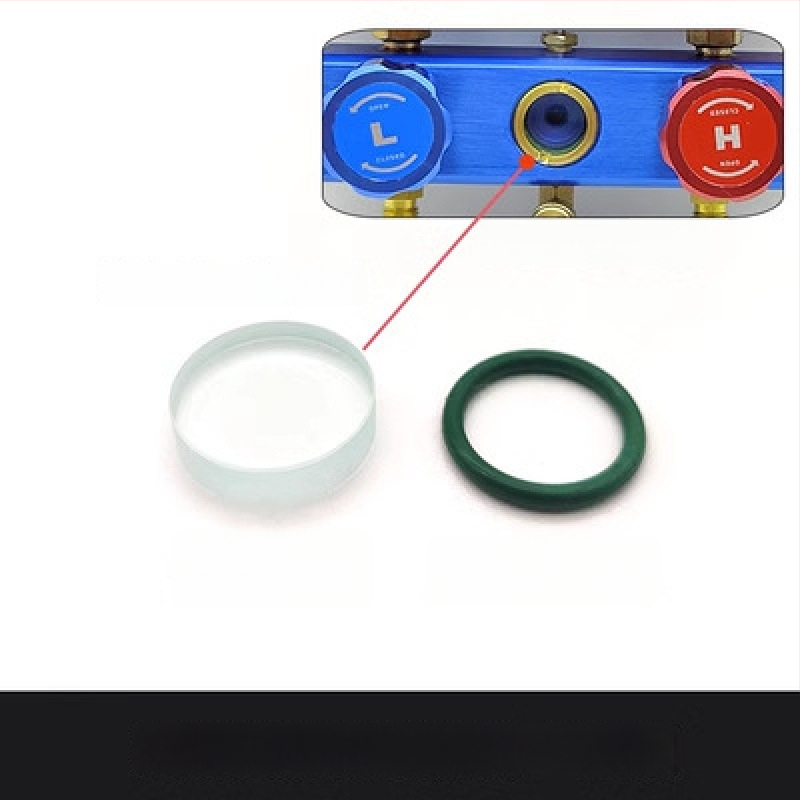 Συσκευή βαλβίδων: διακόπτης και τριόδρομη βαλβίδα, πιεσόμετρο, οπτικό παράθυρο ψυκτικού, εκκενωτικό βαλβίδας