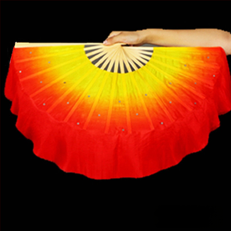 Двустранен танцов фен в Yangko стил с лампа-фон с цветя за деца, за изпълнения в детска градина и начално училище; Марка: Other; Пуснат през лято 2021