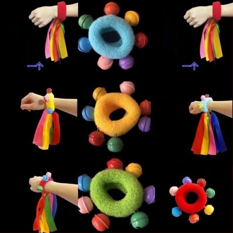 Гривна за китка със звънче и дизайн на цвете, еластична лента за детски танцови изпълнения