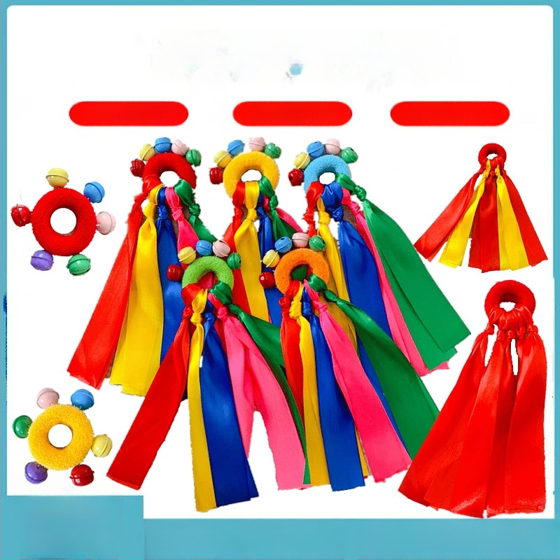 Гривна за китка със звънче и дизайн на цвете, еластична лента за детски танцови изпълнения