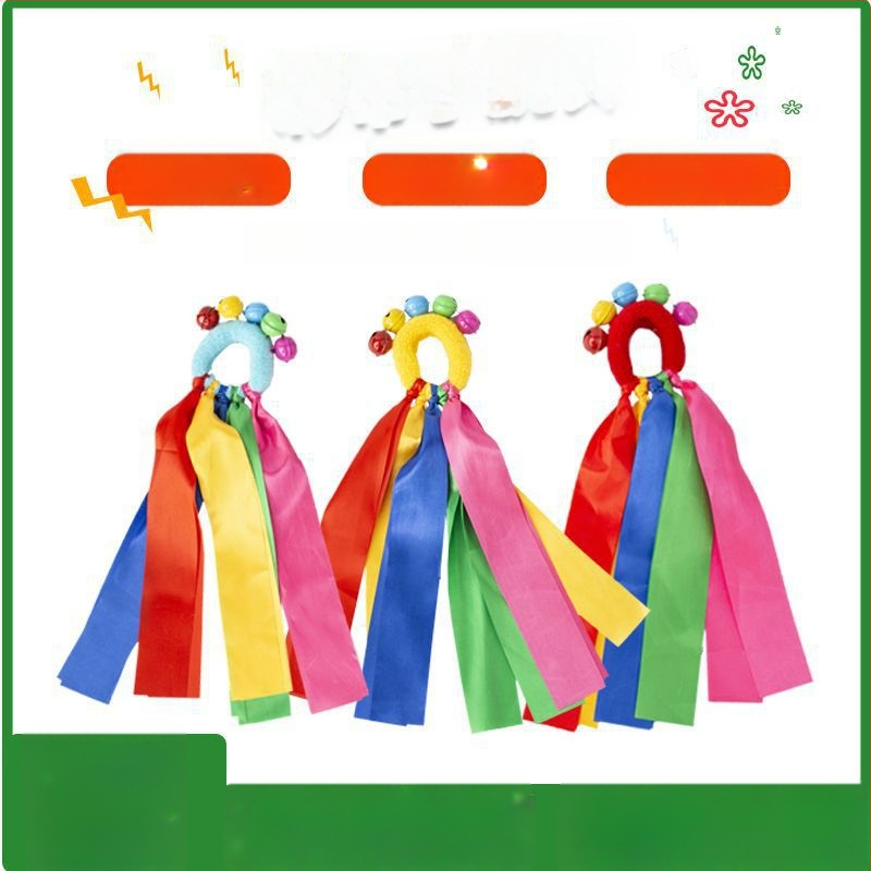 Гривна за китка със звънче и дизайн на цвете, еластична лента за детски танцови изпълнения