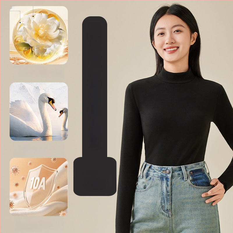 Pagrindinio sluoksnio marškinėliai su puse aukščio kaklu, dvipusis fleece, ilgomis rankovėmis, unisex, poliesteris 251–300 g/m²