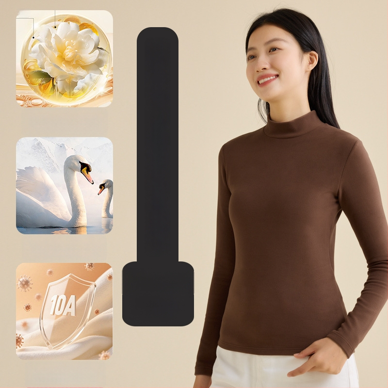 Pagrindinio sluoksnio marškinėliai su puse aukščio kaklu, dvipusis fleece, ilgomis rankovėmis, unisex, poliesteris 251–300 g/m²