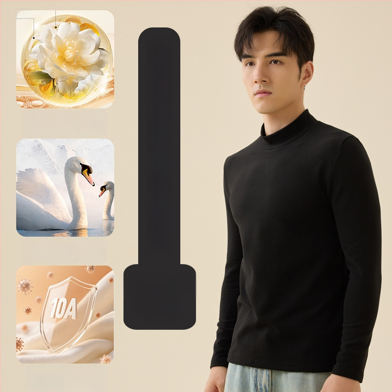 Pagrindinio sluoksnio marškinėliai su puse aukščio kaklu, dvipusis fleece, ilgomis rankovėmis, unisex, poliesteris 251–300 g/m²