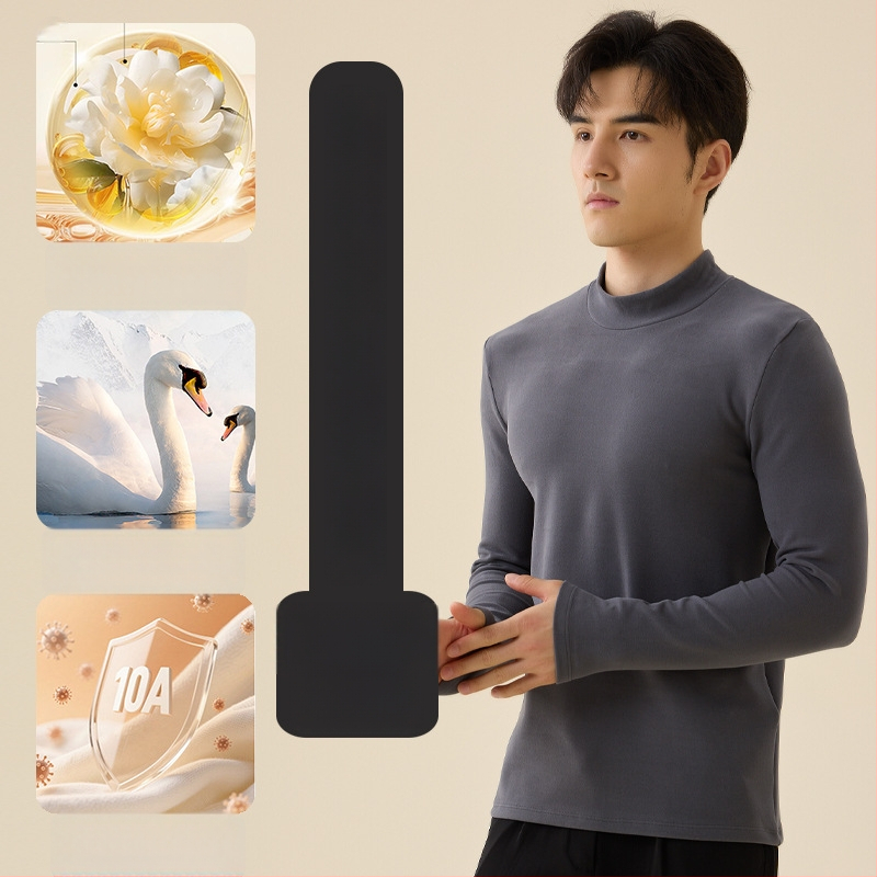 Pagrindinio sluoksnio marškinėliai su puse aukščio kaklu, dvipusis fleece, ilgomis rankovėmis, unisex, poliesteris 251–300 g/m²