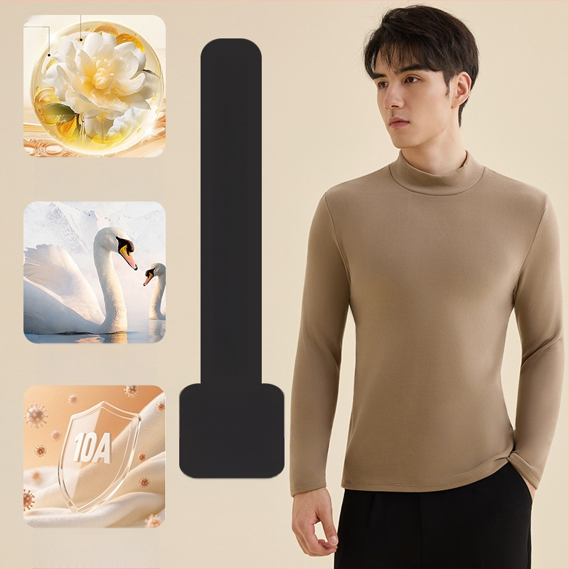 Pagrindinio sluoksnio marškinėliai su puse aukščio kaklu, dvipusis fleece, ilgomis rankovėmis, unisex, poliesteris 251–300 g/m²