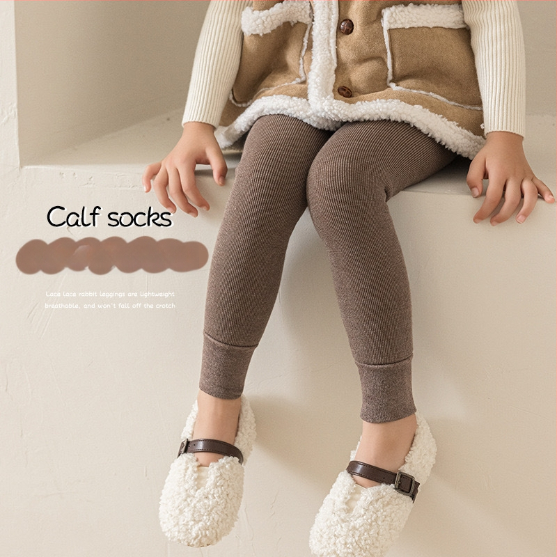 Флисово подплатени детски леггинси за момичета, зима 2025, смес памук-полиестер-еластан, марка Elmo beibei