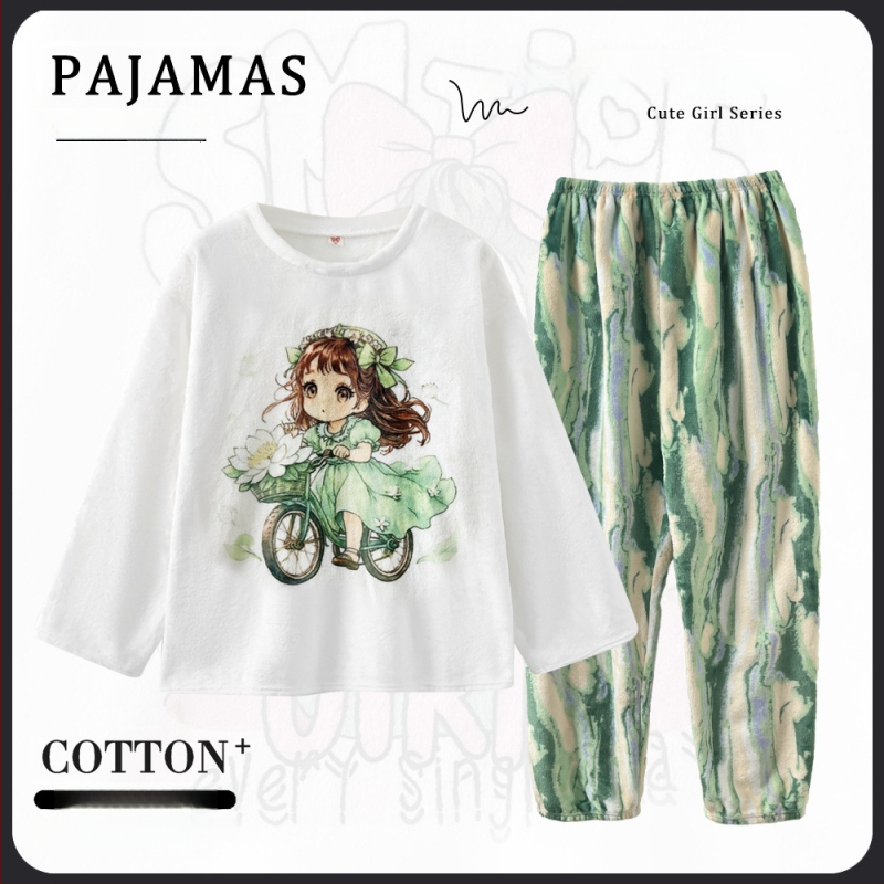 Guļammaises komplekts ar kapuci, animācijas stila, korāla fliessaudums, bieza, apaļš kakls, garas piedurknes