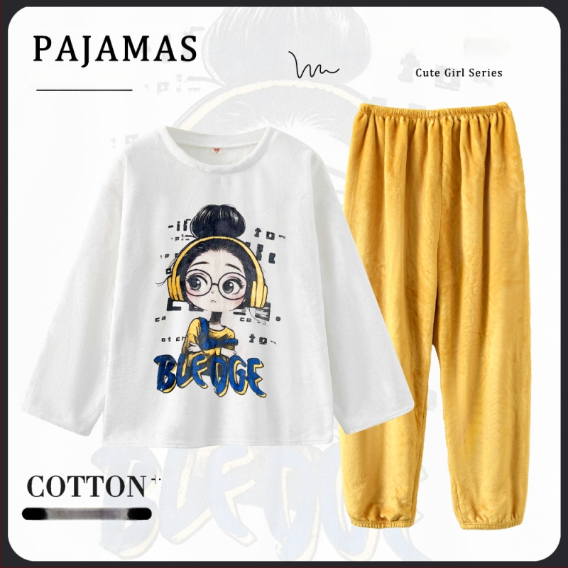 Guļammaises komplekts ar kapuci, animācijas stila, korāla fliessaudums, bieza, apaļš kakls, garas piedurknes