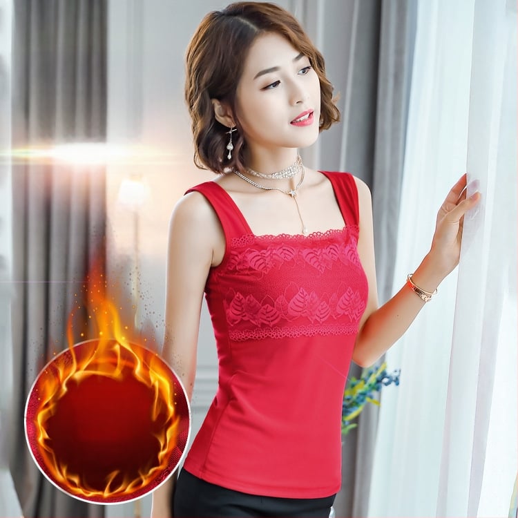 Sieviešu camisole rudens-ziemai, šaura siluete, elastīgs audums, izšuvumi, caurspīdīgas detaļas; galvenais materiāls: Modal, galvenā sastāva 95% kokvilna; zems kakla laukums; piemērots visiem gadalaikiem