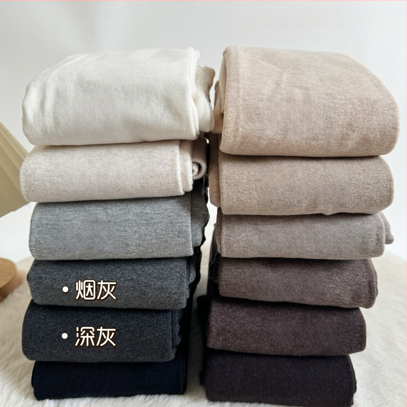 Ženske sive pamučne legging čarape s fleece podstavom za zimu, tople i prilagođene vitkoj silueti