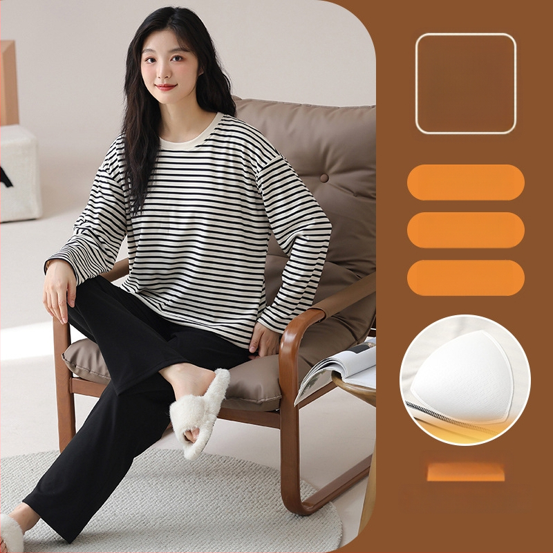 Sieviešu pidžamu komplekts Derong velūras, puloveris ar apaļu kakla izgriezumu, garas piedurknes, bieza 201–250 g/m2