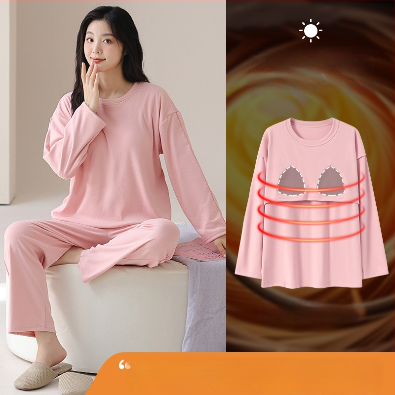 Sieviešu pidžamu komplekts Derong velūras, puloveris ar apaļu kakla izgriezumu, garas piedurknes, bieza 201–250 g/m2